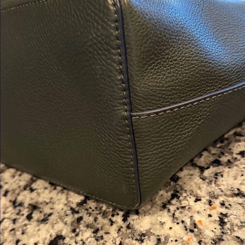 Tory Burch Olive Green and Navy McGraw Tote - Picture 8 of 10